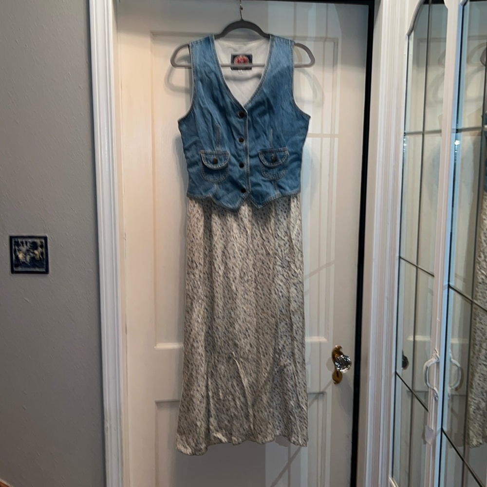Y2K Paris Blues denim western vintage vest dress